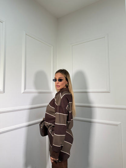 Coordinato in felpa Sheryl verde oliva/cacao m60571