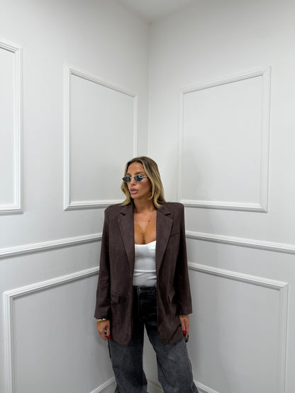 Blazer eco camoscio con fusciacca Suede cioccolato m11137