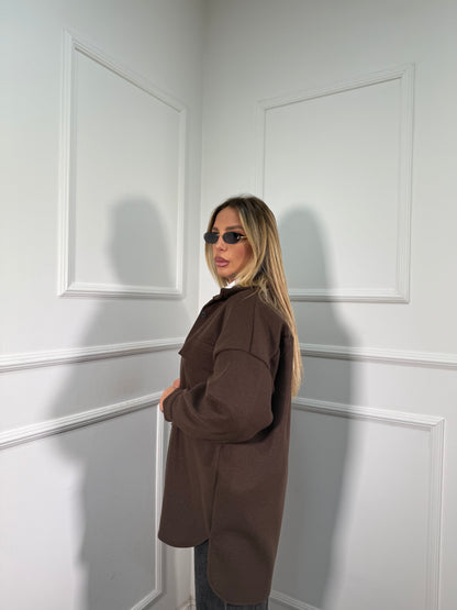 Giacca oversize in panno Brownies cioccolato 13388