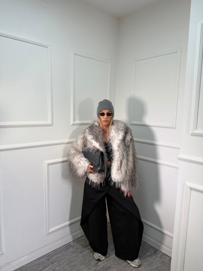 Ecofur effetto piumato Neve bianca/grigia mfy2523