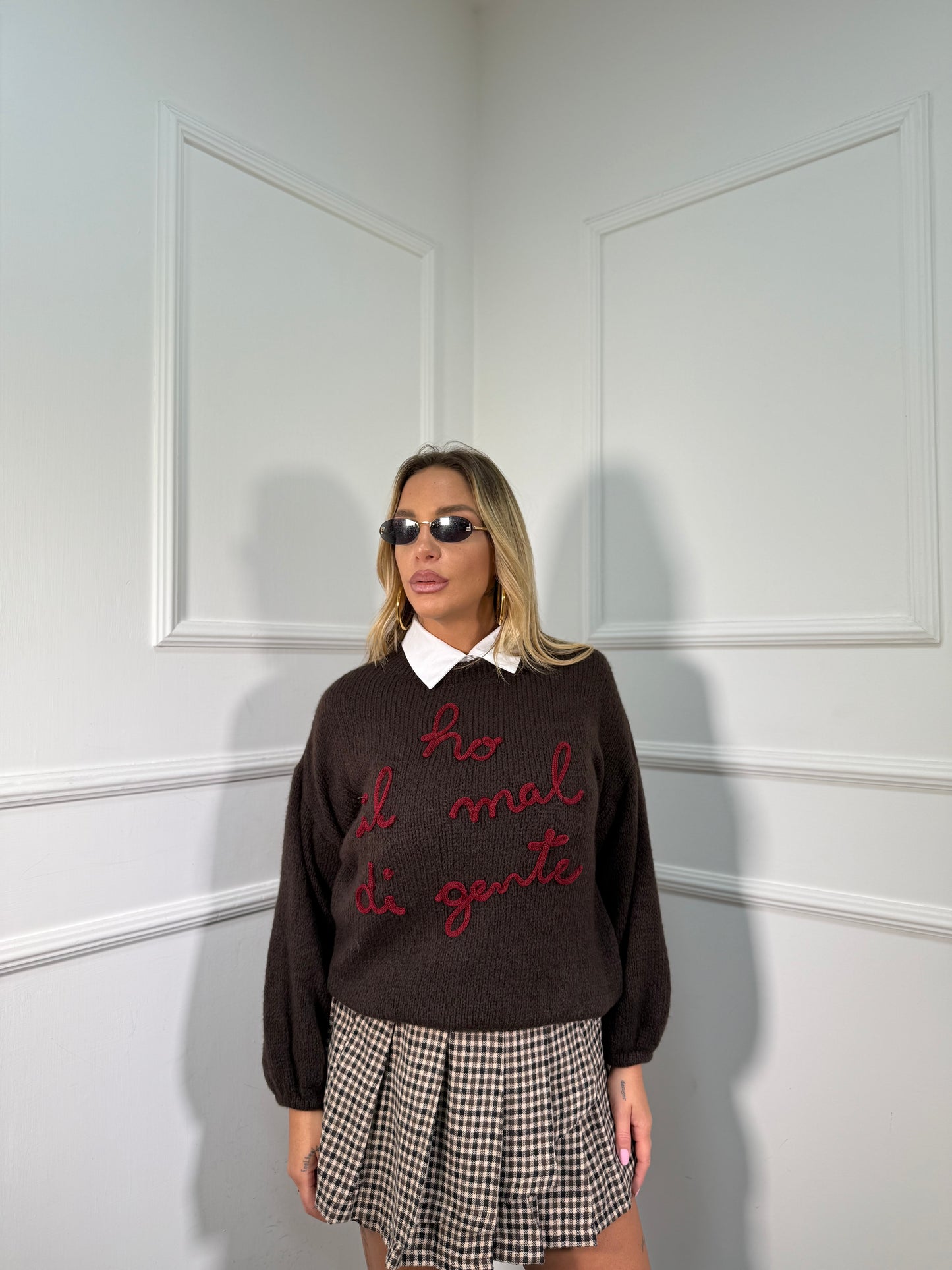 Pullover lana cotta Ho il mal di gente cacao a2903