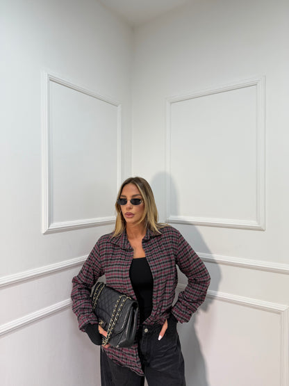 Camicia a quadri in flanella Gabry bordeaux/grigio a35