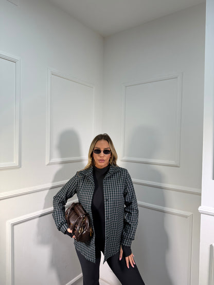 Camicia a quadretti verde/grigio 90202