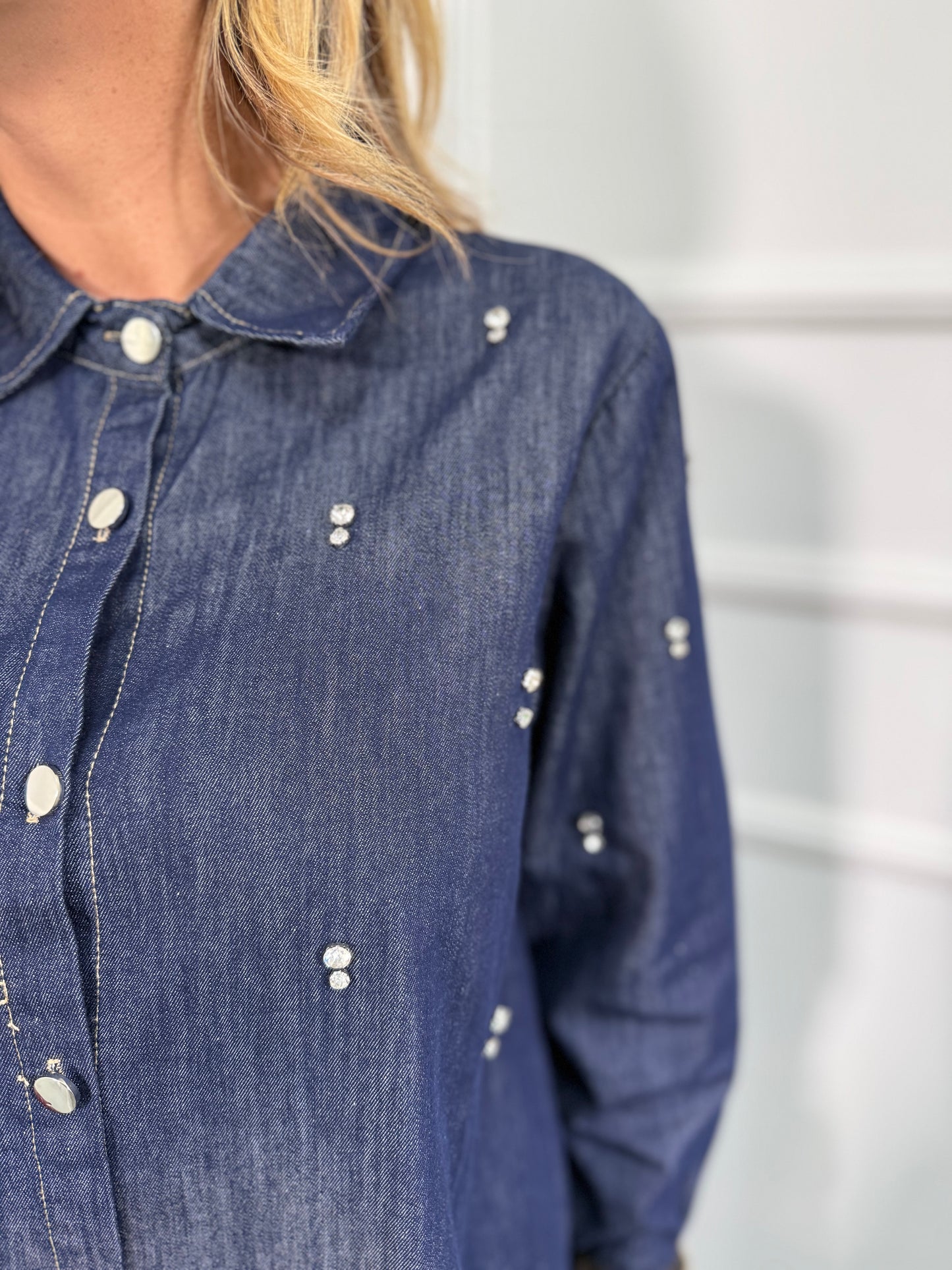 Coordinato in denim micro strass Joia mf2668