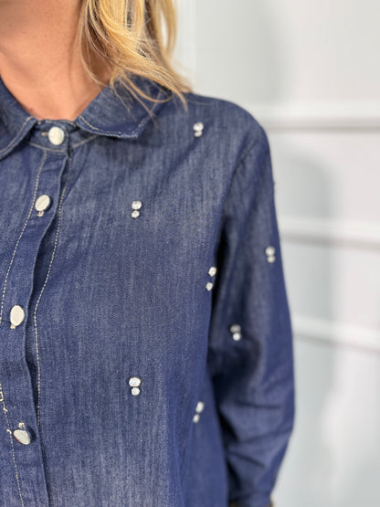 Coordinato in denim micro strass Joia mf2668