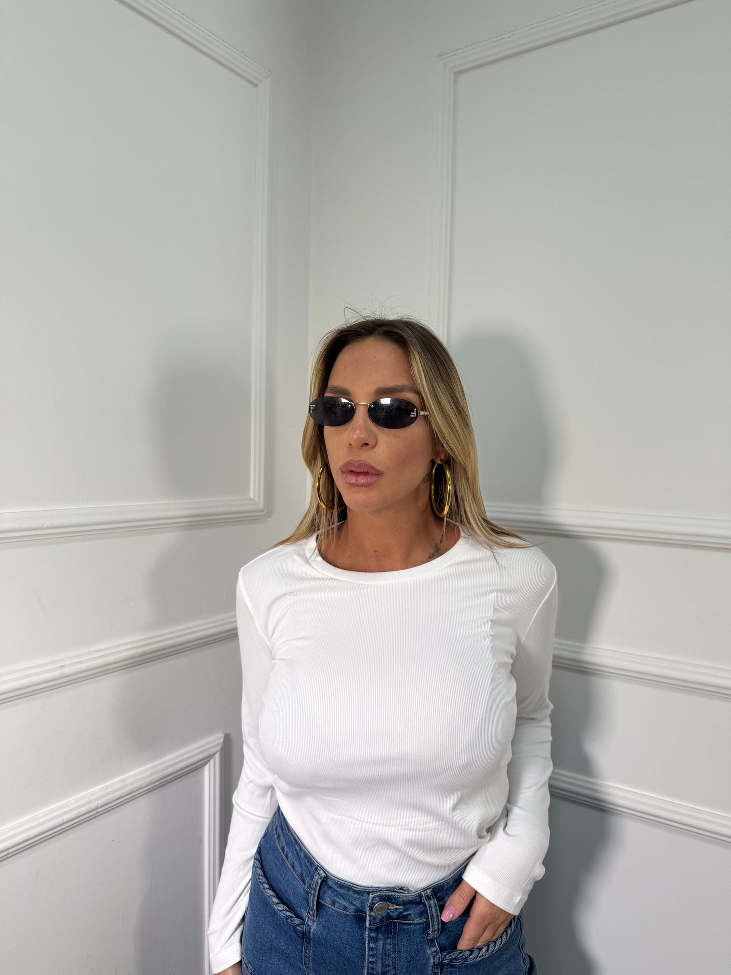 Shirt termica a costine bianca ly147