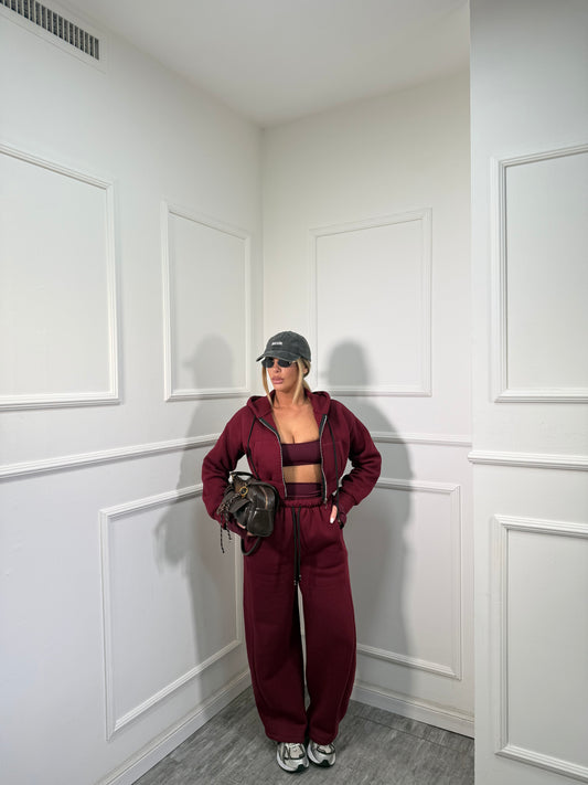 Coordinato in pile Tris bordeaux 22671