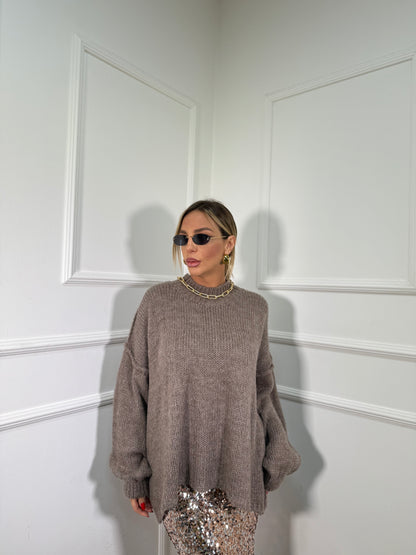 Maxipullover lana cotta Becky taupe 31150