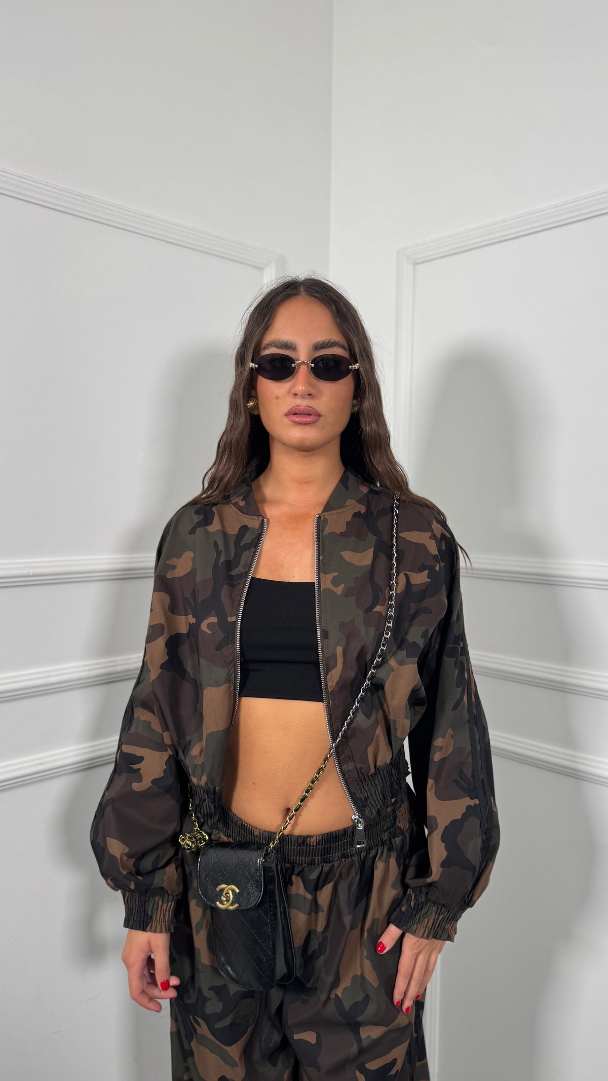 Coordinato tuta tessuto tecnico militare Brandys 26301