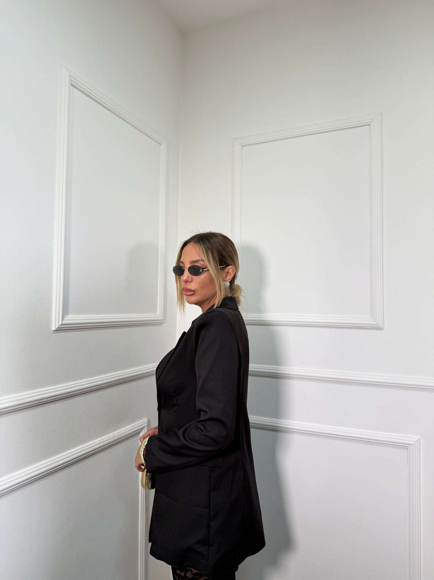 Blazer doppio bottone con spalline Ingrid nero 22670