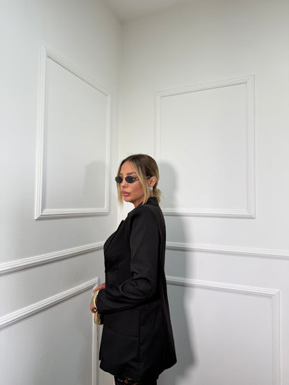 Blazer doppio bottone con spalline Ingrid nero 22670