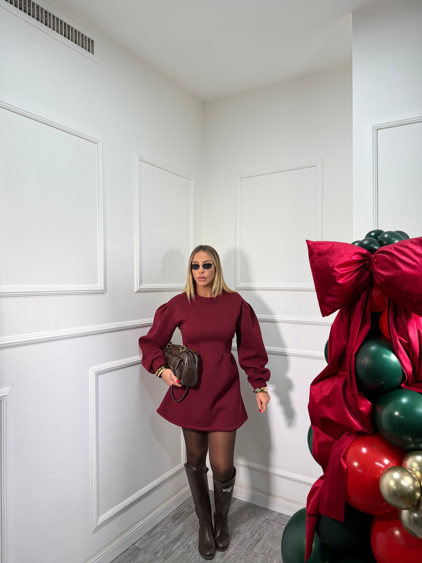 Abito felpa Belinda bordeaux 5856