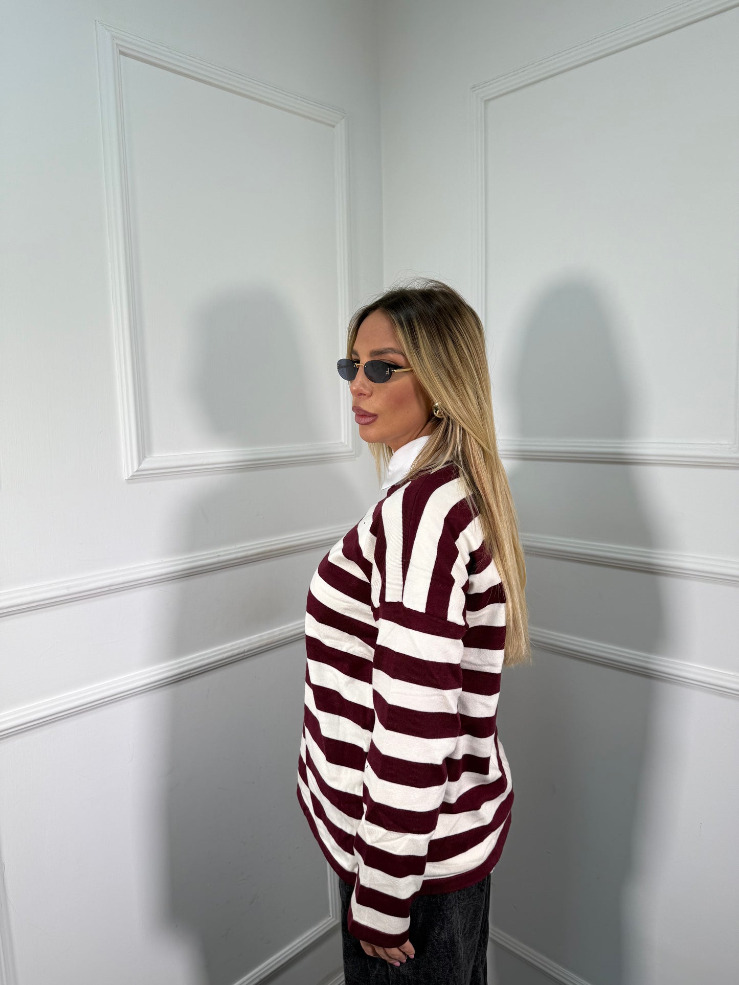 Maglioncino lana rasata Amber bordeaux 3612