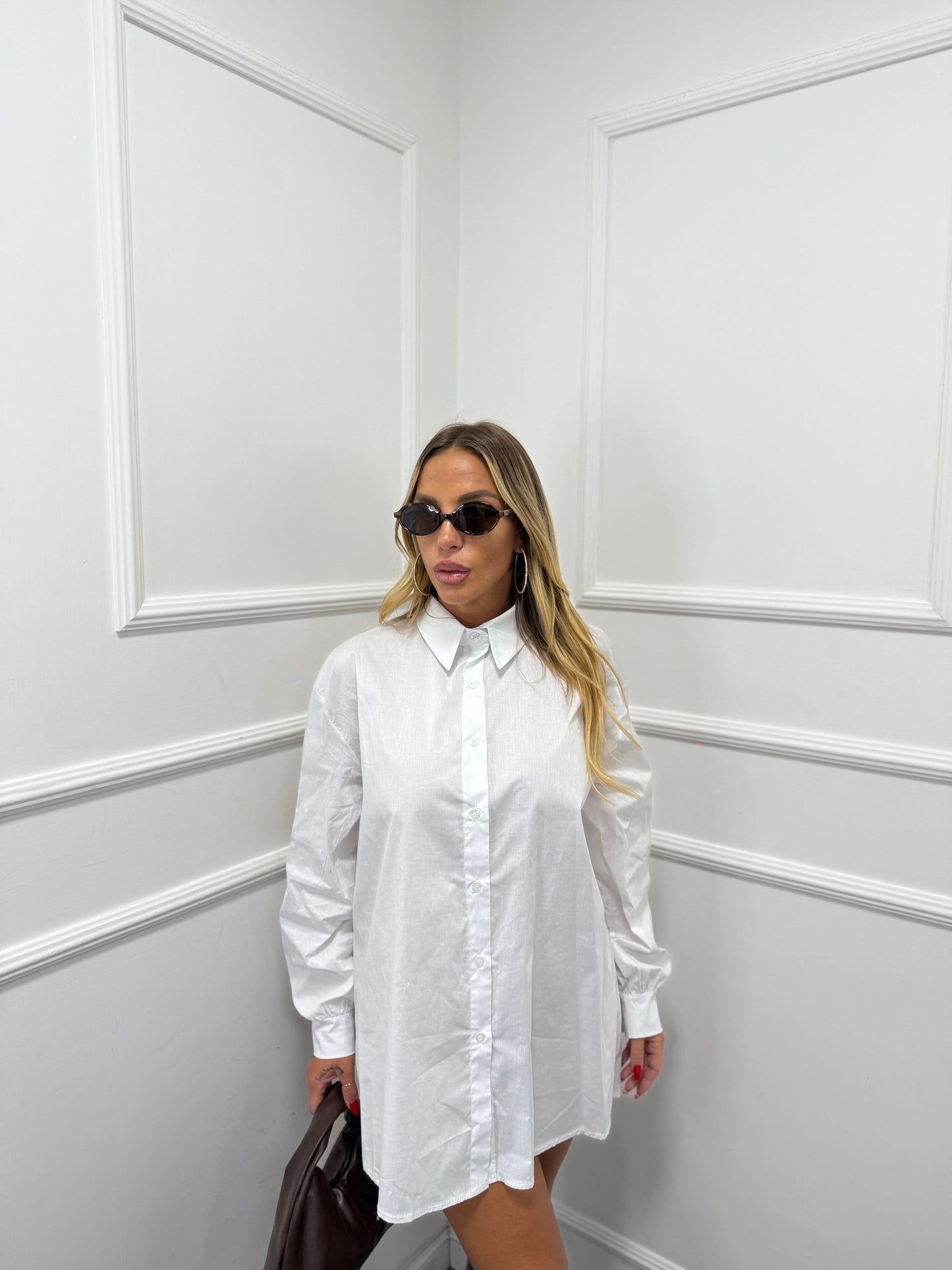 Camicia oversize basic Curvy bianca 30761