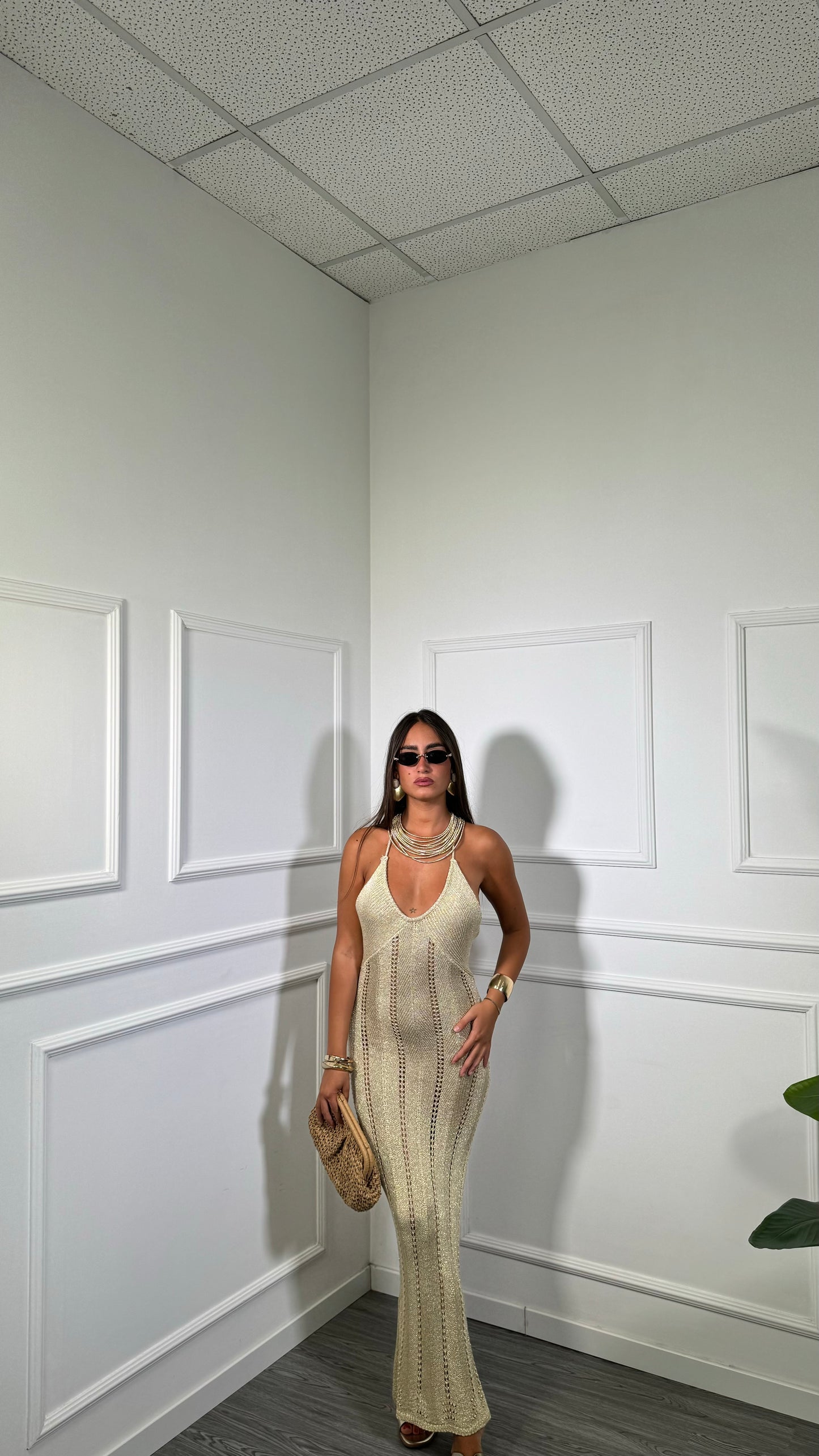 Abito midi in filo lurex Chiringhito oro