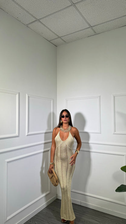 Abito midi in filo lurex Chiringhito oro