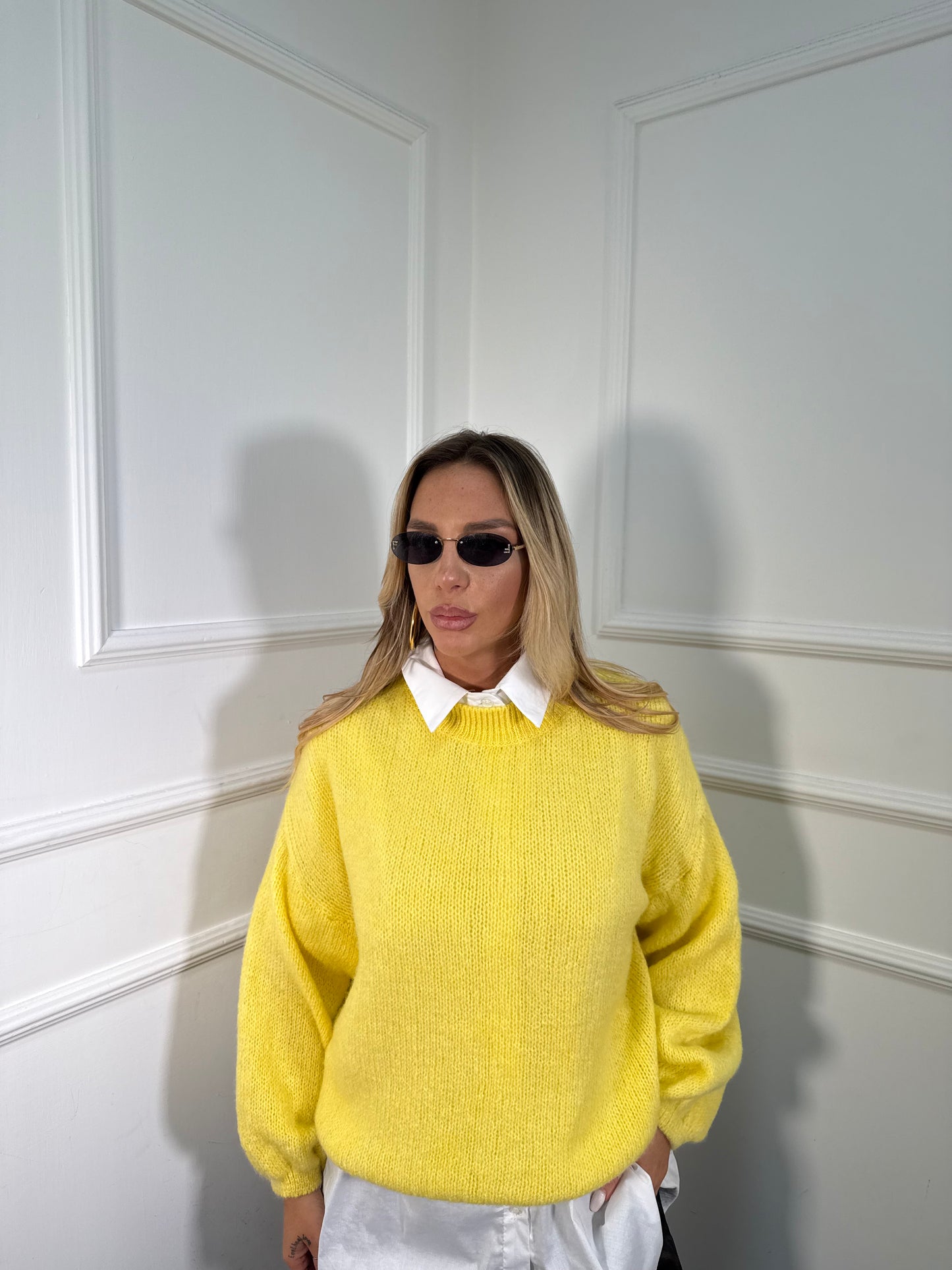 Pullover lana cotta Marshmallow giallo a2412