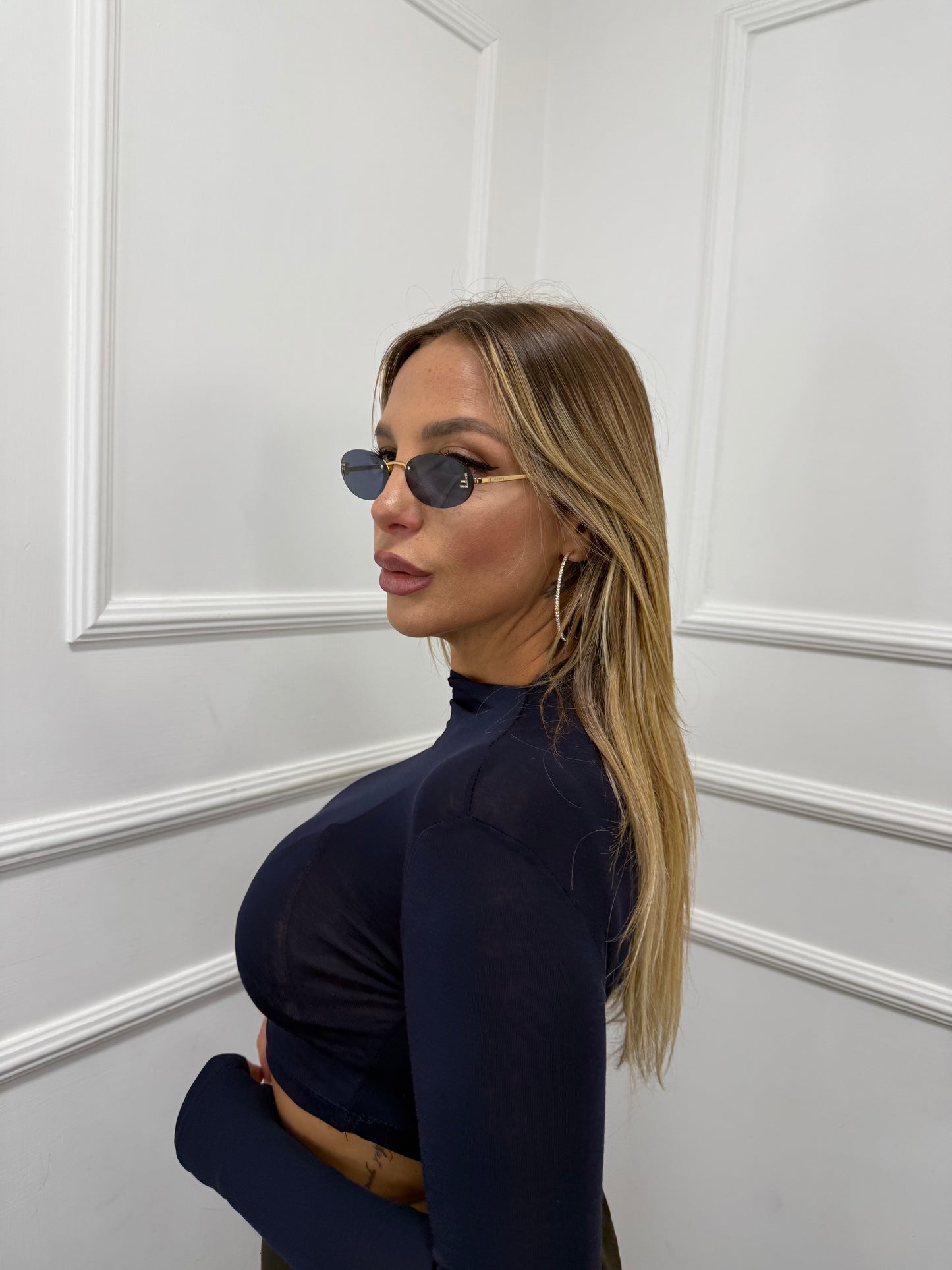 Shirt crop Bea blu 5317