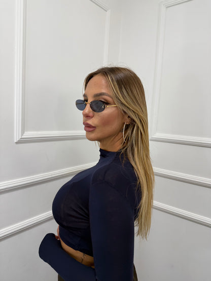 Shirt crop Bea blu 5317