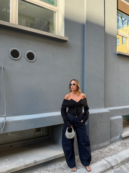 Jeans baggy balloon Lost lavaggio scuro by monique s22055