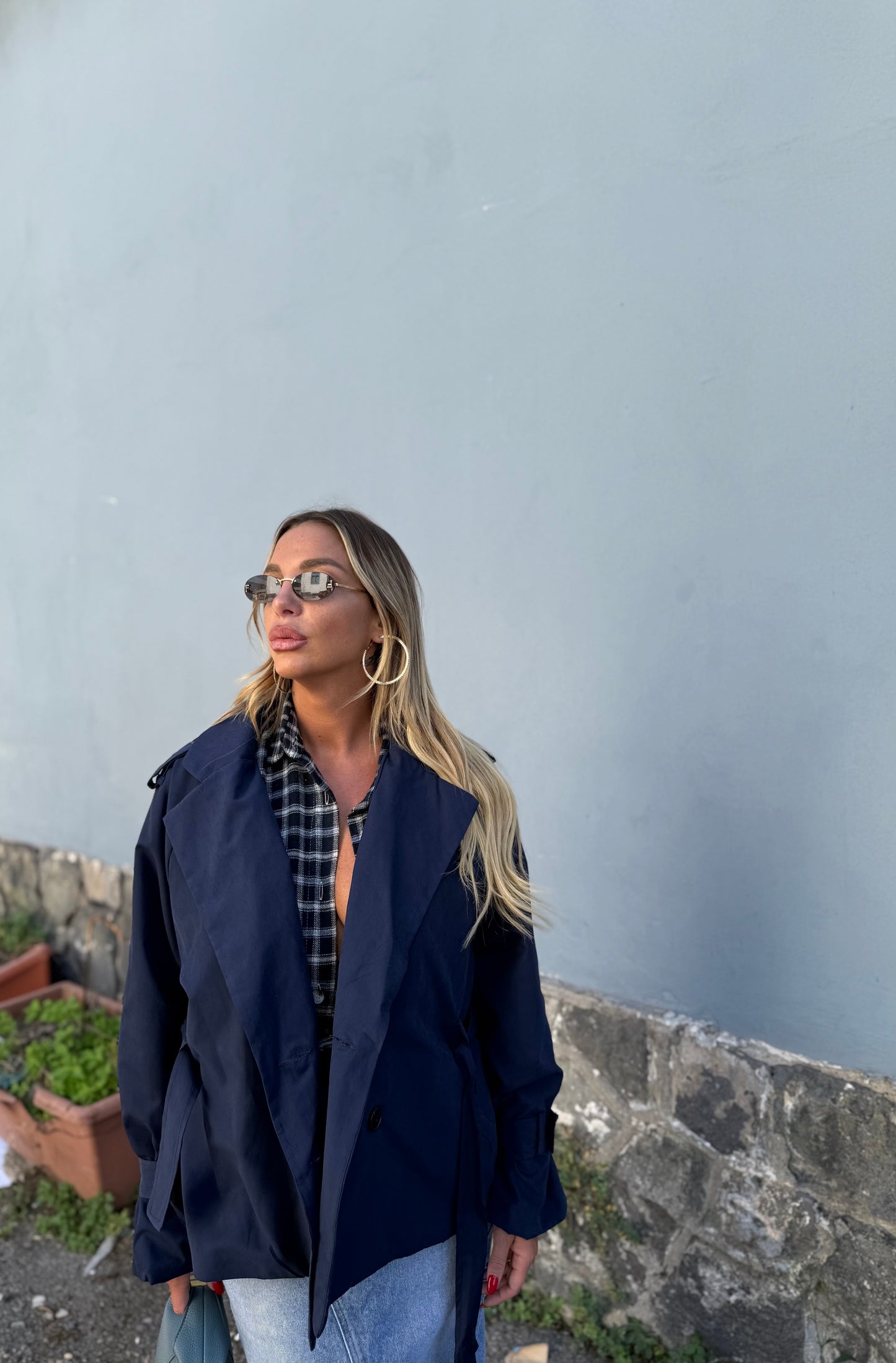 Trench con fusciacca Daisy blu m13348