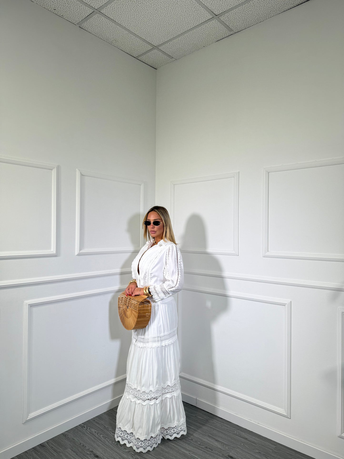 Coordinato in macramè Faraglioni bianco w6257