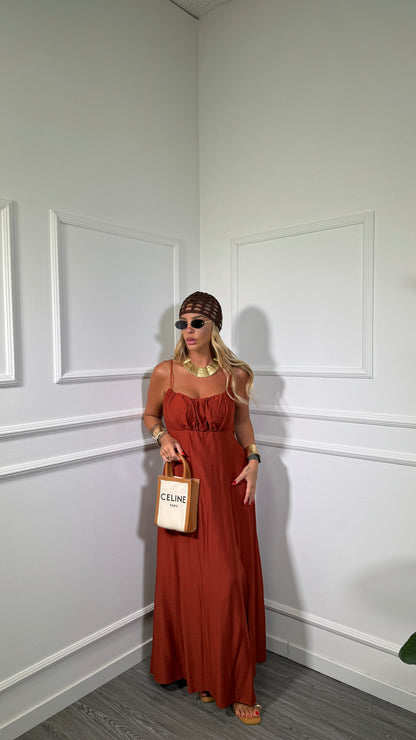 Abito midi misto lino (curvy) Ariel coccio 333