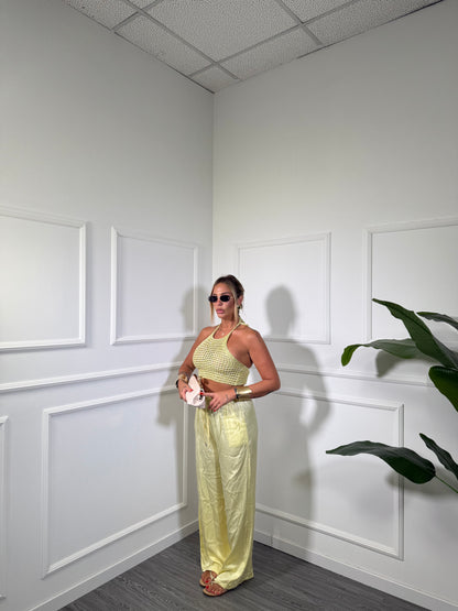 Pantaloni palazzo in satin Must Have giallo 24205