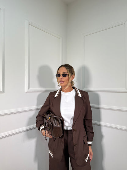 Tailleur bande laterali cioccolato 251088