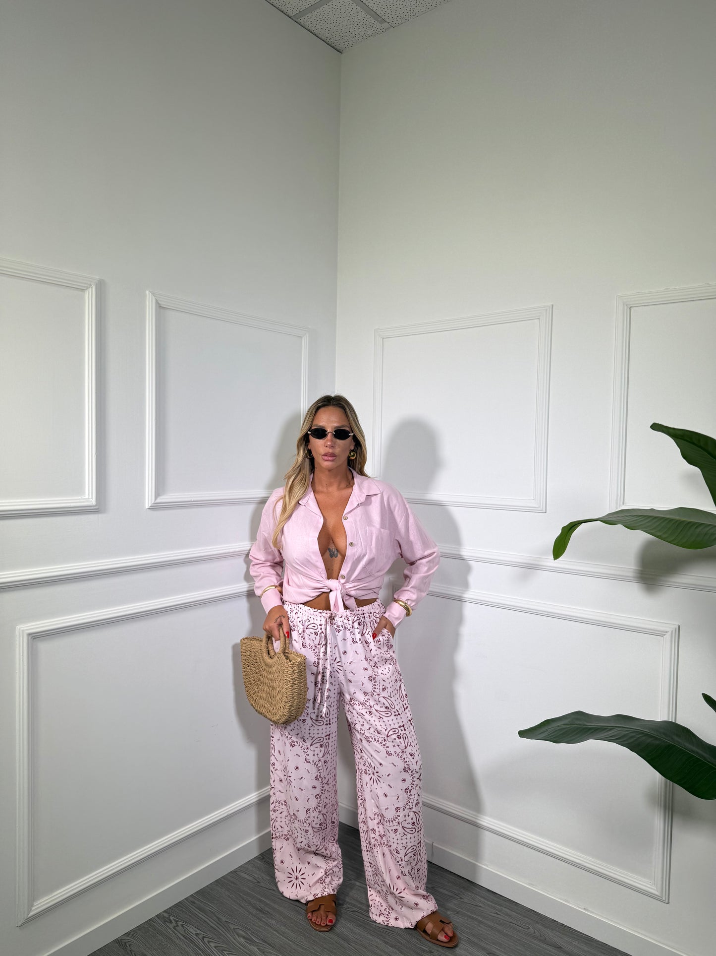Pantaloni palazzo bandana Scorpyos rosa