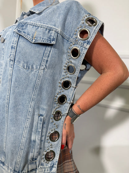 Gilet oversize con borchie Ruby lavaggio slavato jh8963