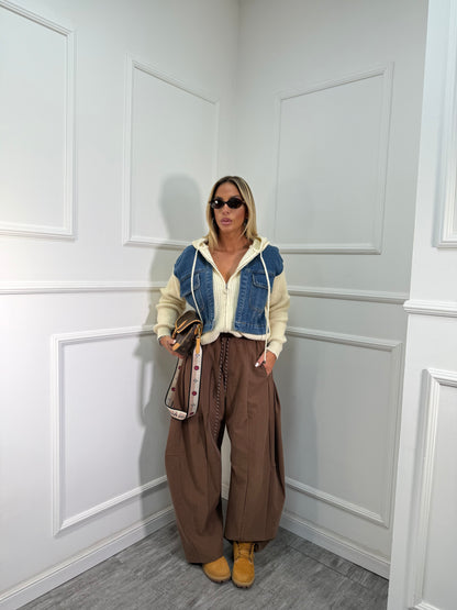 Pantaloni maxi balloon camel by justwest 2618p