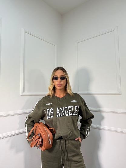 Coordinato in tuta Los Angeles verde oliva rt723