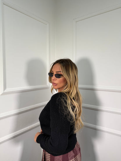 Cardigan con spalline Yara nero 609