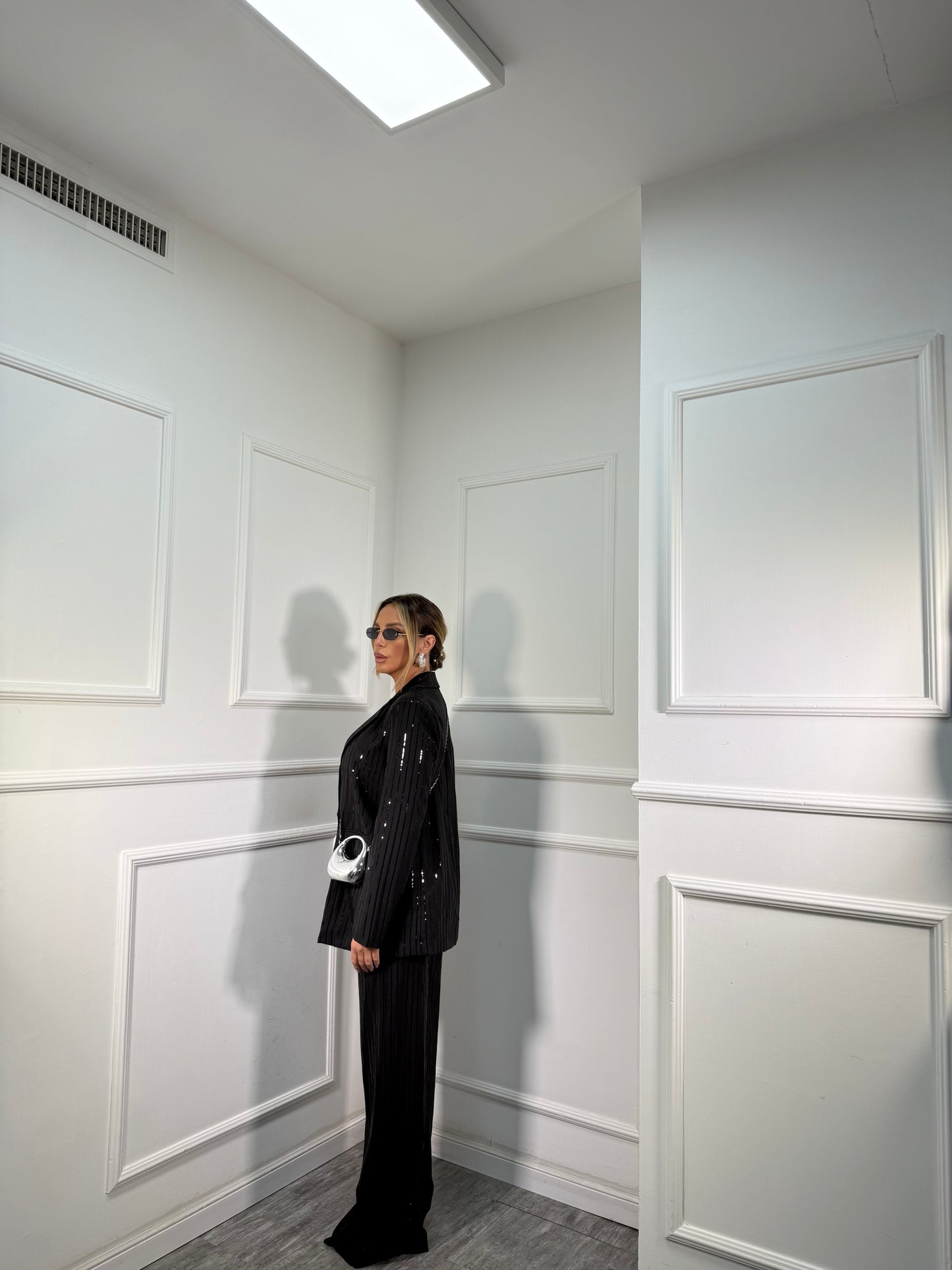 Tailleur micro paillettes Kaylie nero 87557