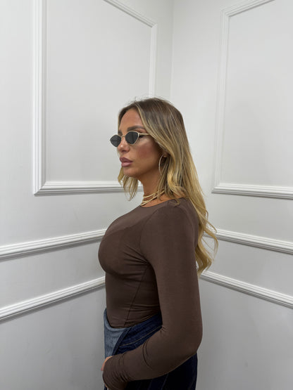 Body semi velato taglio vivo cioccolato 0399