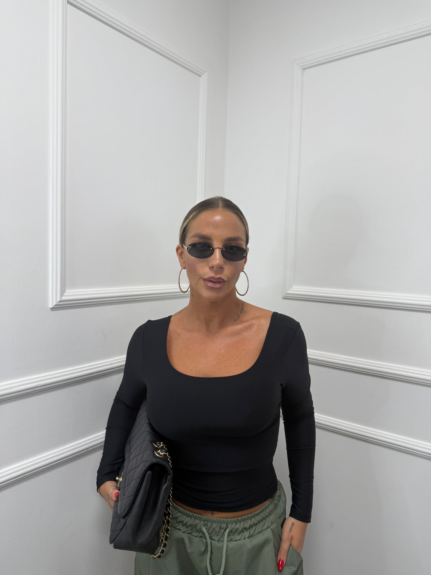 Shirt in lycra scollo squadrato nero 16378