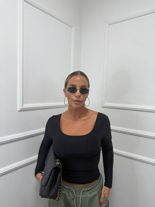 Shirt in lycra scollo squadrato nero 16378