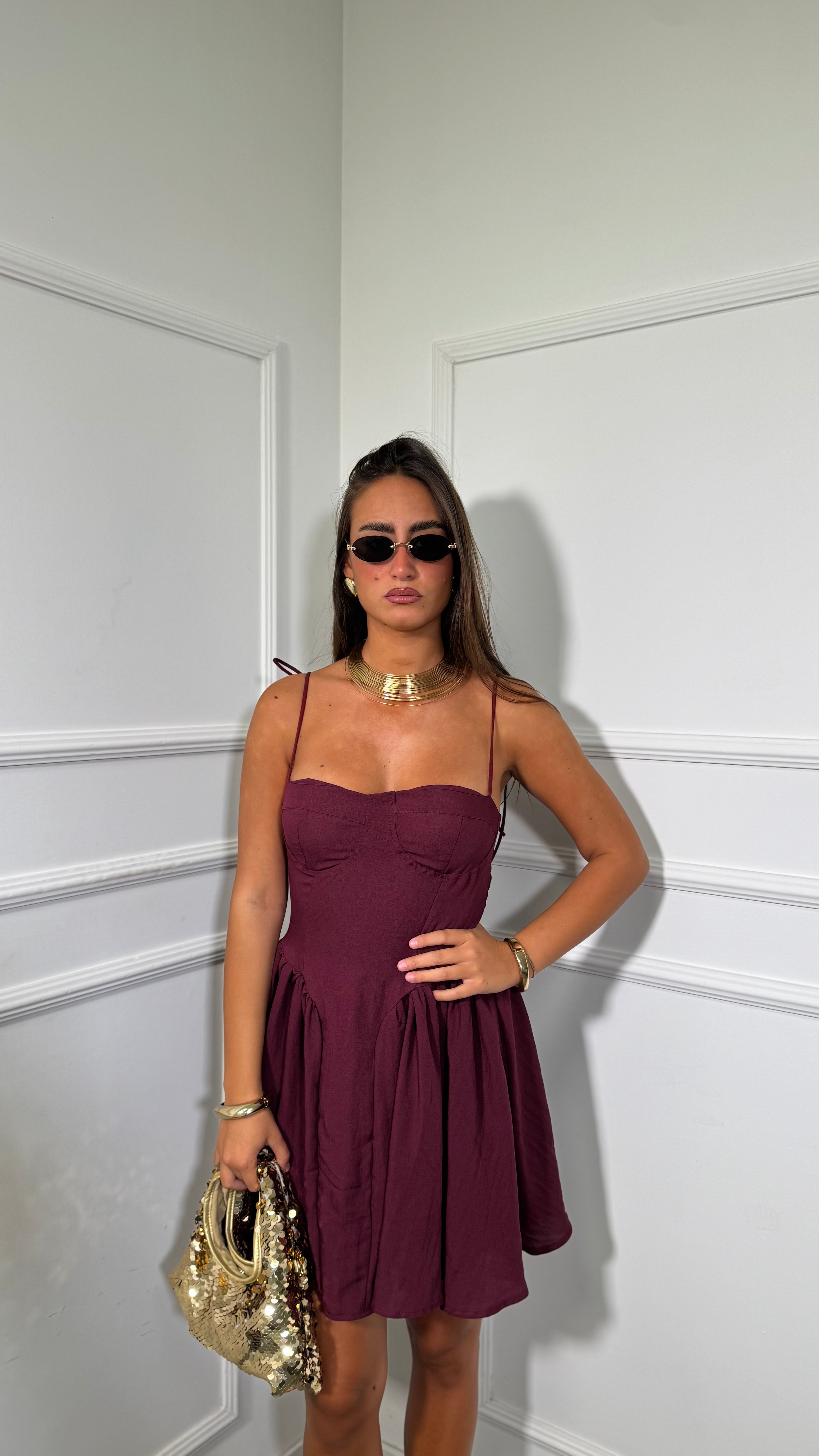 Abito corto Wanda bordeaux 6671