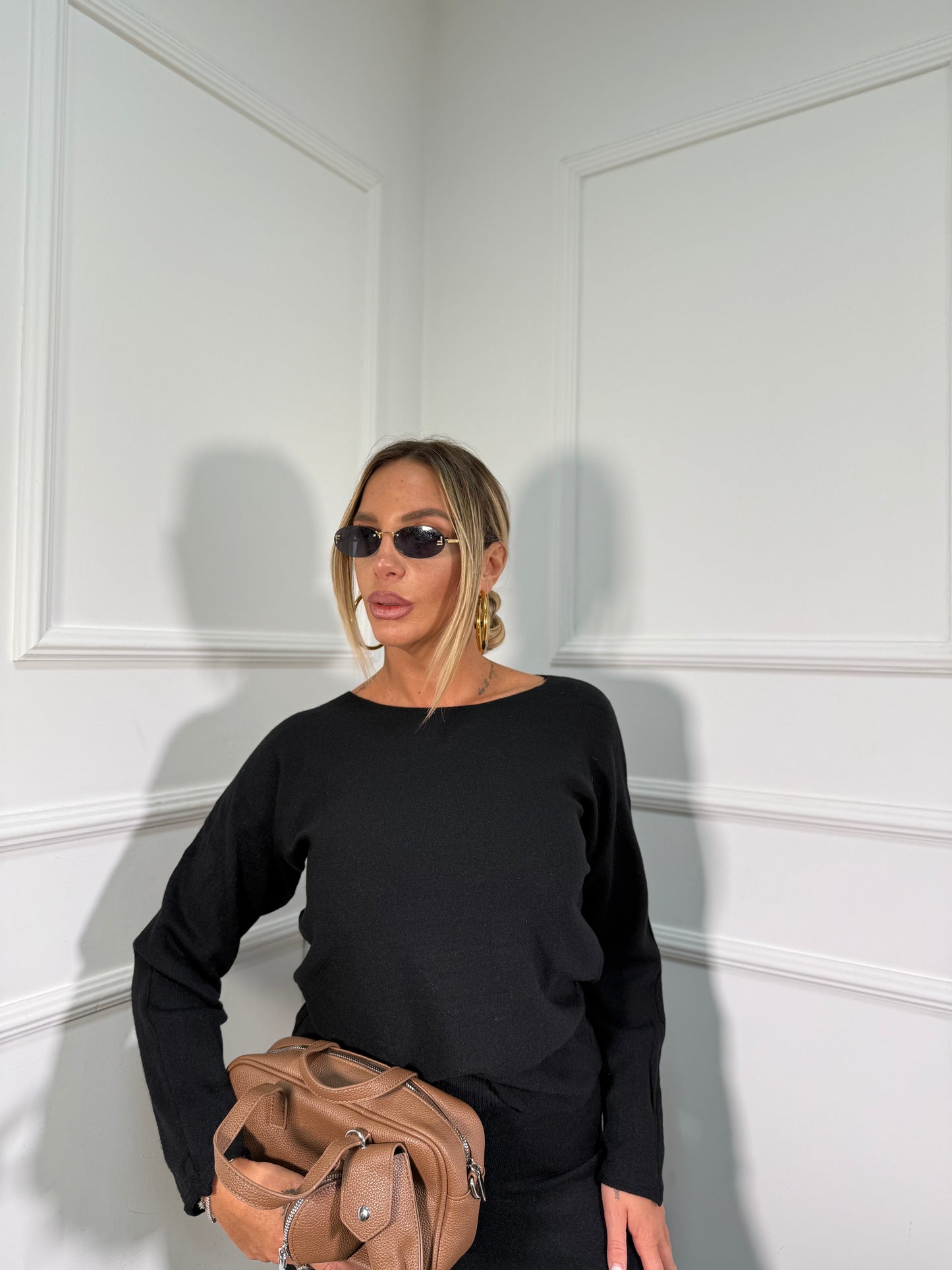 Coordinato in lana rasata Daily nero 0810