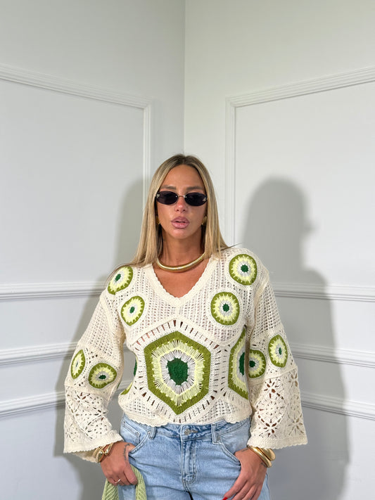Maglia in filo traforata Mandy beige