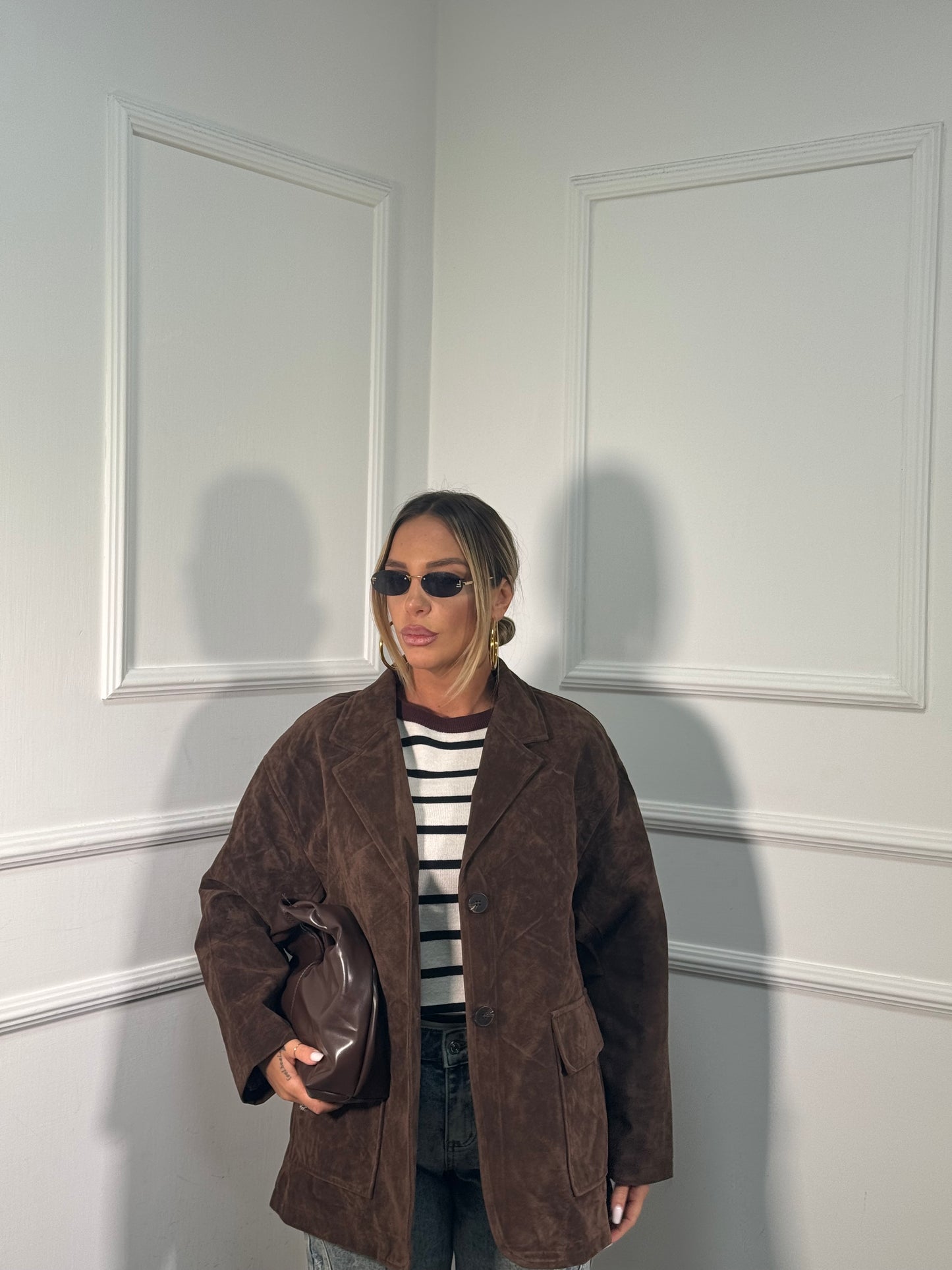 Giacca oversize eco renna marrone gsp71151