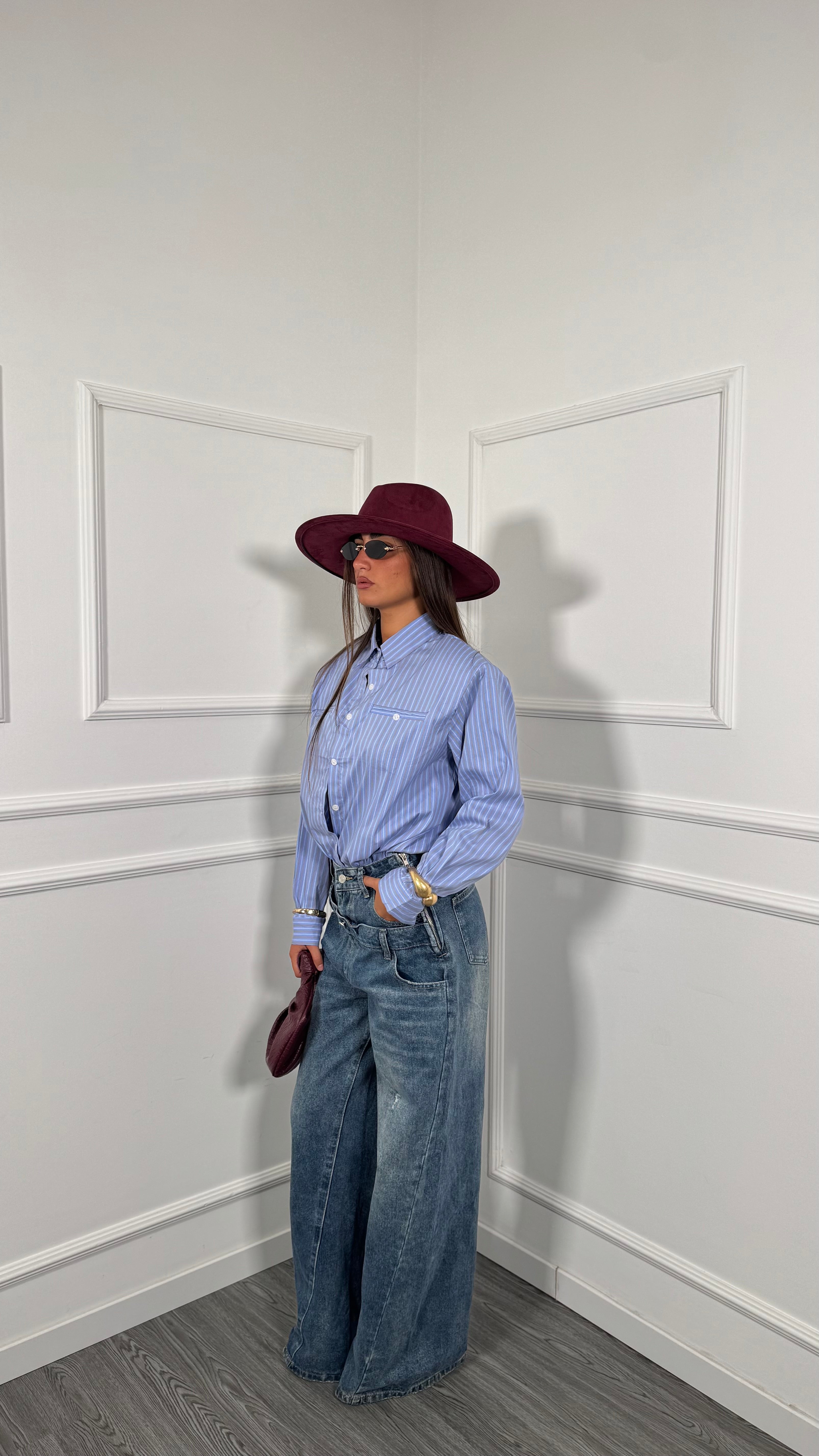 Jeans palazzo doppio bustino lavaggio medio Double