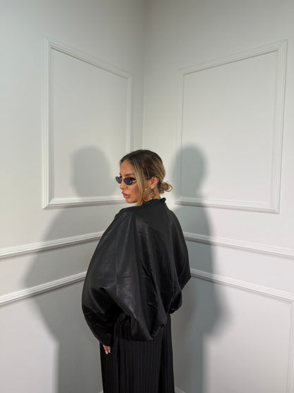 Bomber ecopelle con foulard pois nero by monique 19276