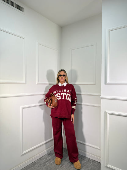 Coordinato in lana rasata Boston bordeaux 3654