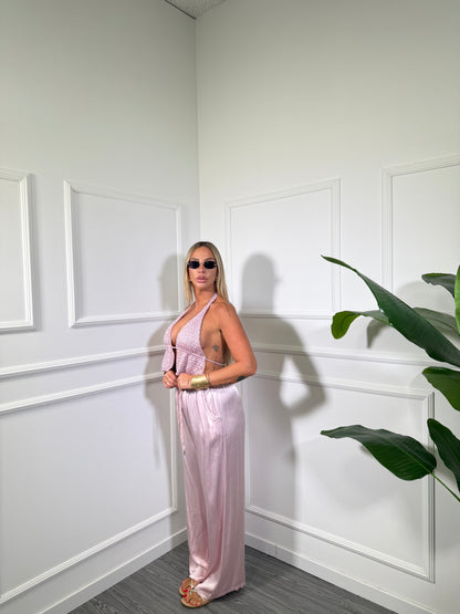 Pantaloni palazzo in satin Must Have rosa 24205