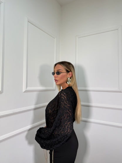 Jumpsuit a palazzo con pizzo Hanita nera 45258