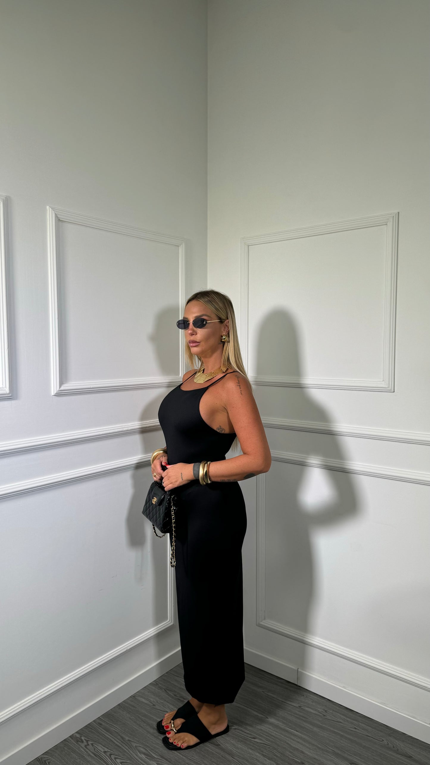 Abito midi in lycra Jolly nero