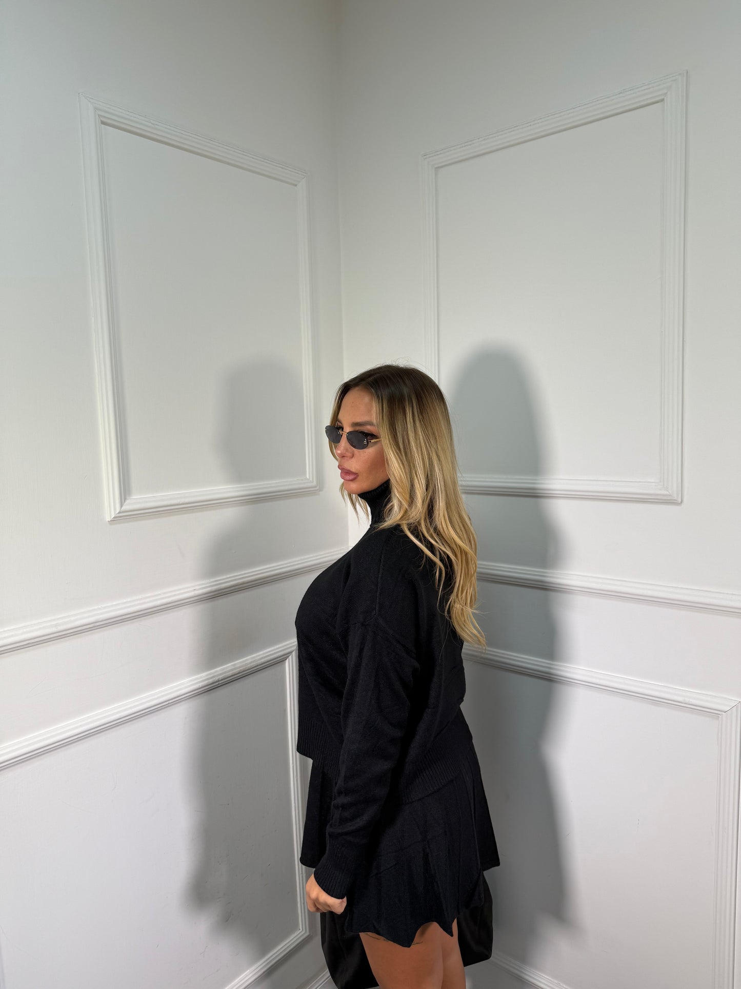 Coordinato lana rasata Paris nero  G153