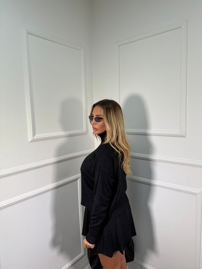 Coordinato lana rasata Paris nero  G153